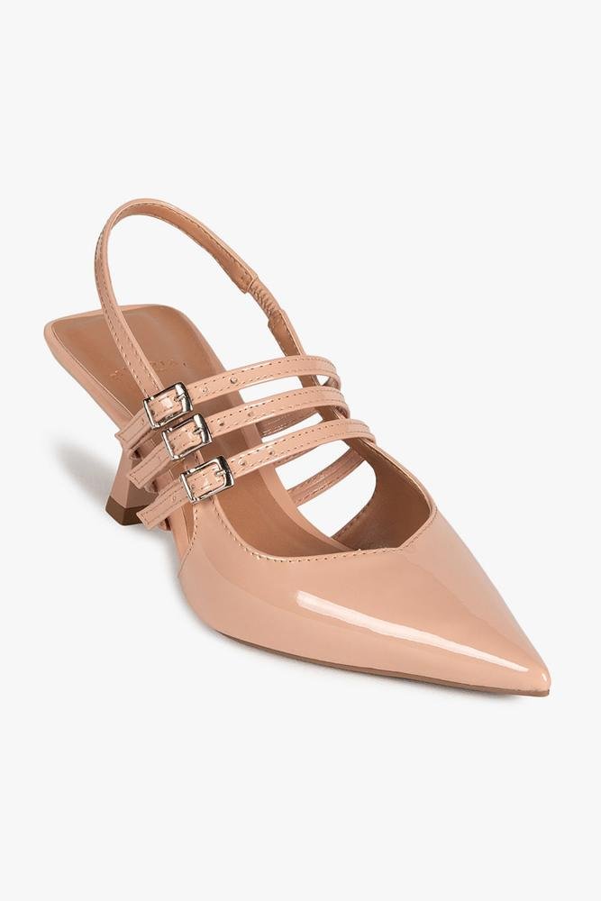 Scarpin Feminino Slingback De Boneca Mundial Poliane Bege 4