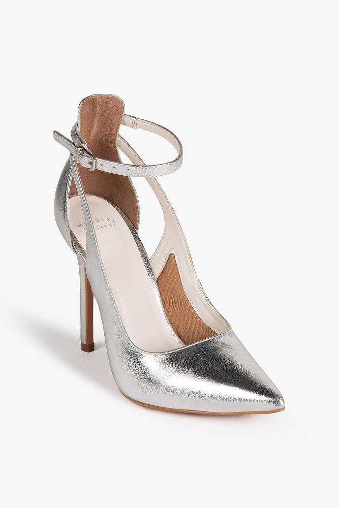 Scarpin Feminino Recorte Salto Alto Mundial Roxanne Prata 6