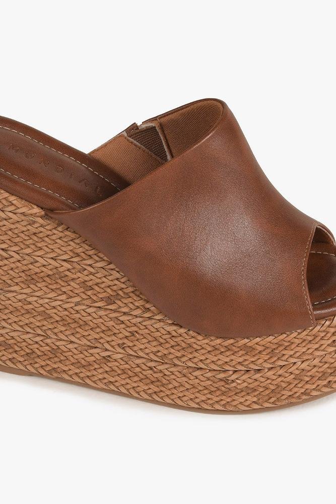 Tamanco Feminino Anabela Mundial Lobelia Marrom 2