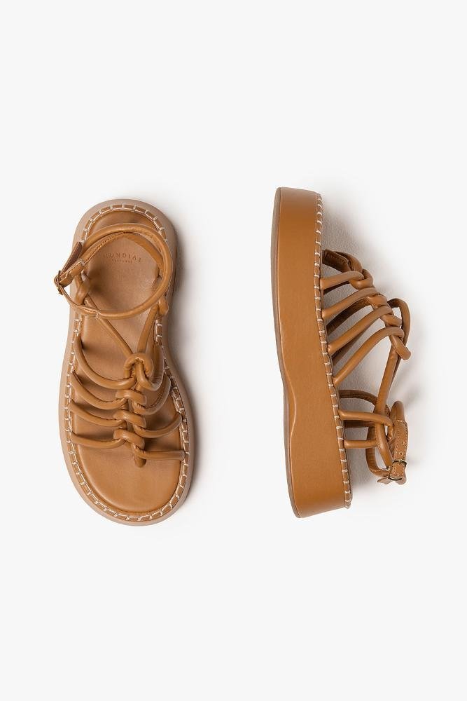 Sandália Feminina Flatform Mundial Berenise Caramelo 3