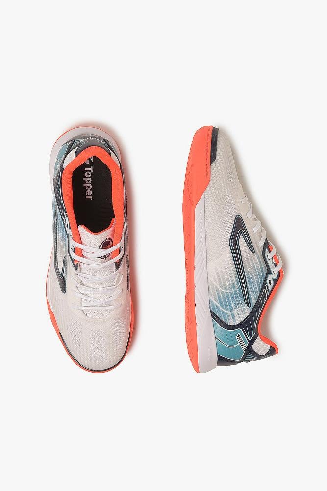 Chuteira Futsal Topper Elite Branco/Laranja 3