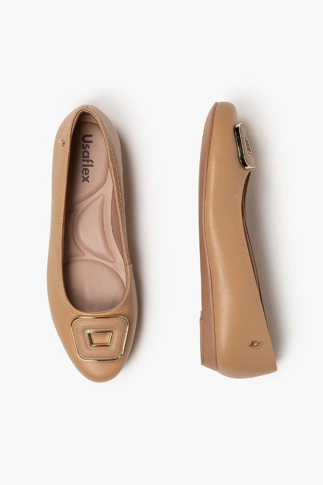 Conforto Feminino Bico Fino Usaflex Elismara Bege 3