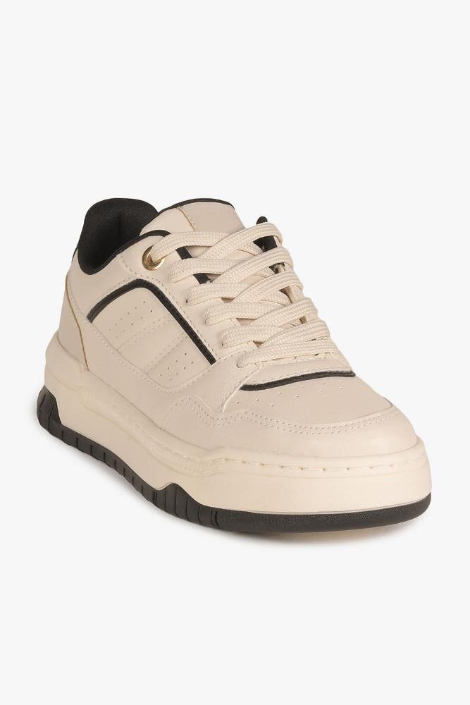 Tênis Feminino Plataforma Mundial Valeska Off White/Preto 4