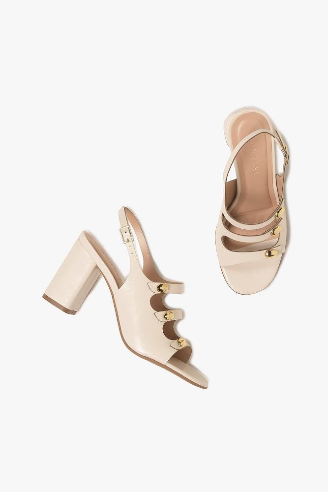 Sandália Feminina Salto Alto Mundial Liora Off White 3