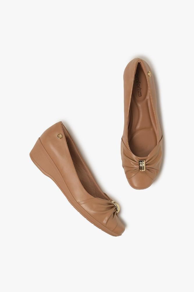 Conforto Feminino Anabela Comfortflex Yvette Bege 3