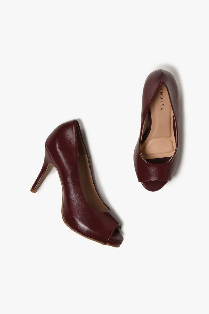 Sapato Feminino Peep Toe Salto Alto Mundial Luiza Vermelho 3
