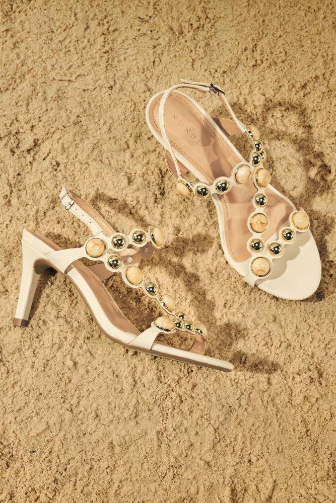 Sandália Feminina Salto Alto Mundial Seren Off White 2