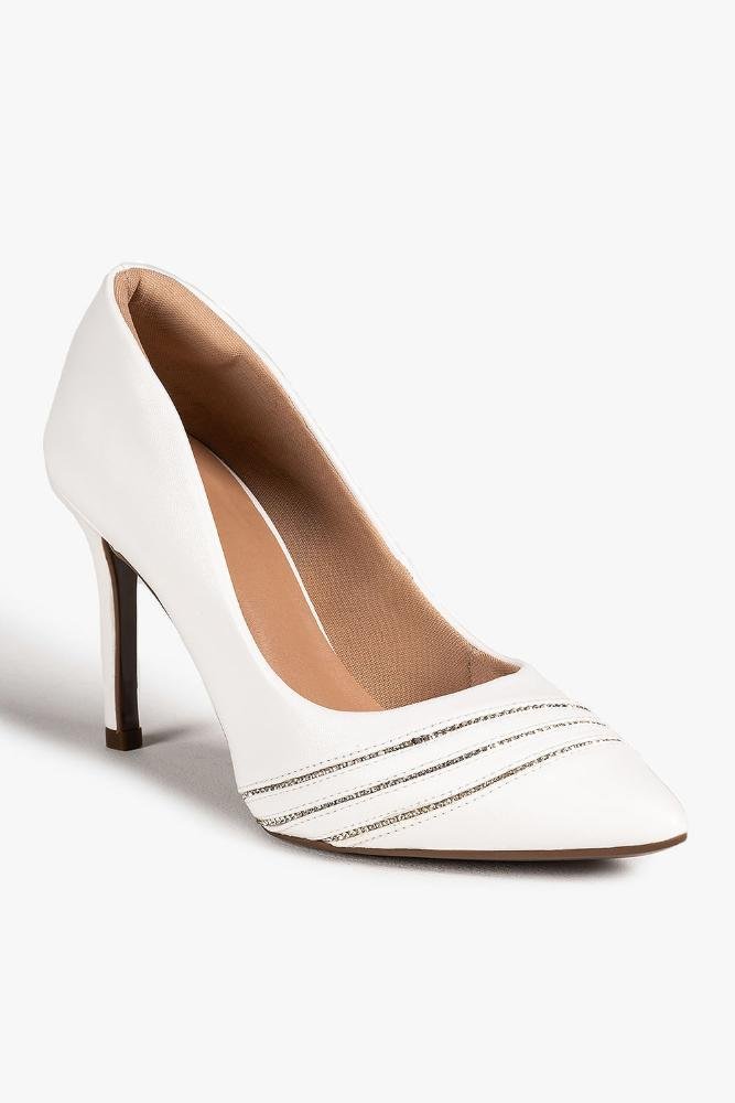 Scarpin Feminino Salto Alto Mundial Cryne Branco 4