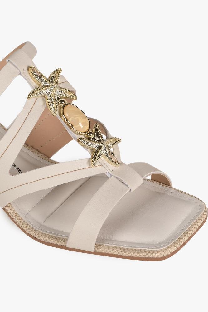 Sandália Feminina Salto Médio Dakota Mirelle Off White 2