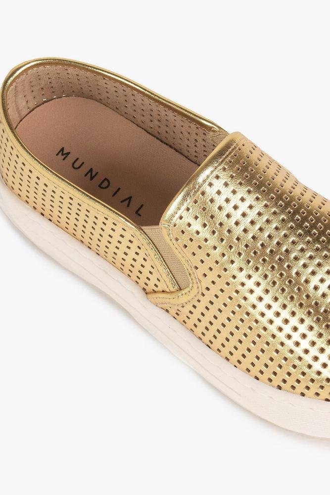 Tênis Feminino Slip On Mundial Rhea Dourado 2