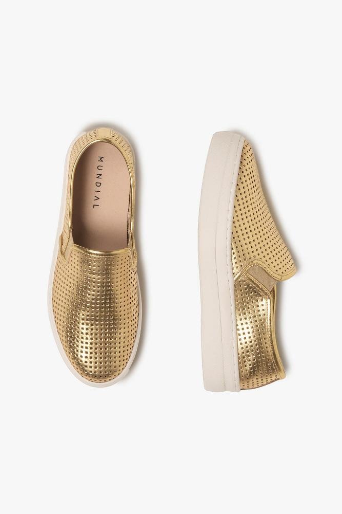 Tênis Feminino Slip On Mundial Rhea Dourado 3