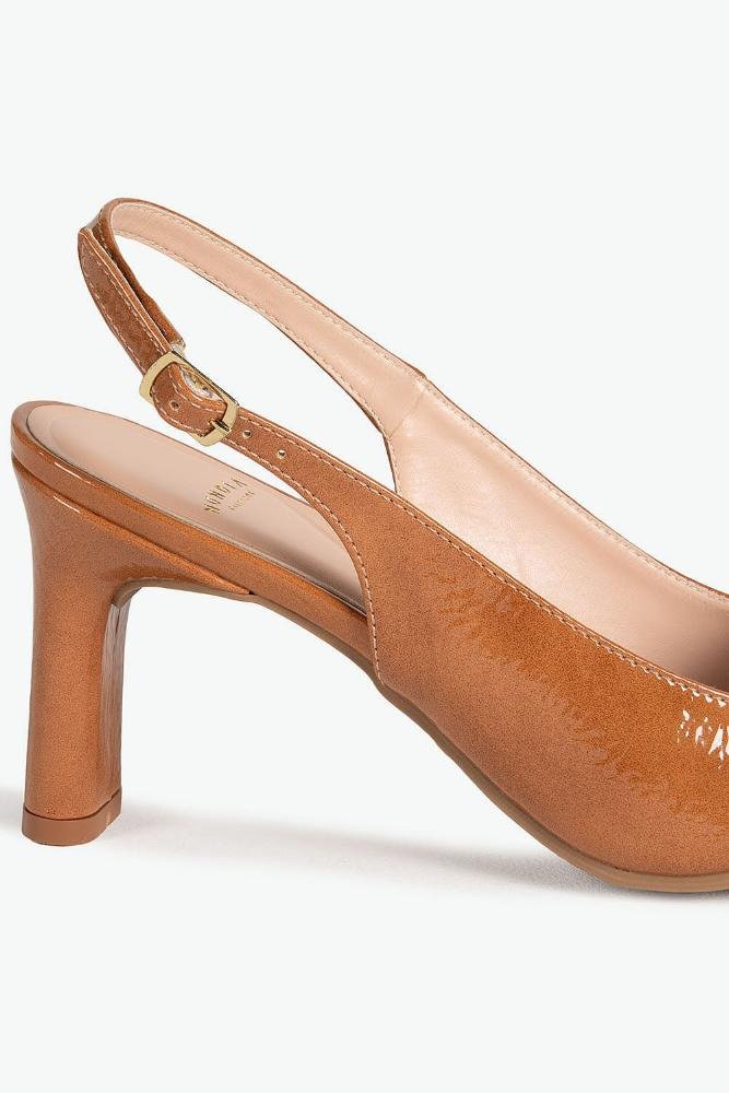 Sapato Feminino Slingback Salto Alto Mundial Walkiria Caramelo 2