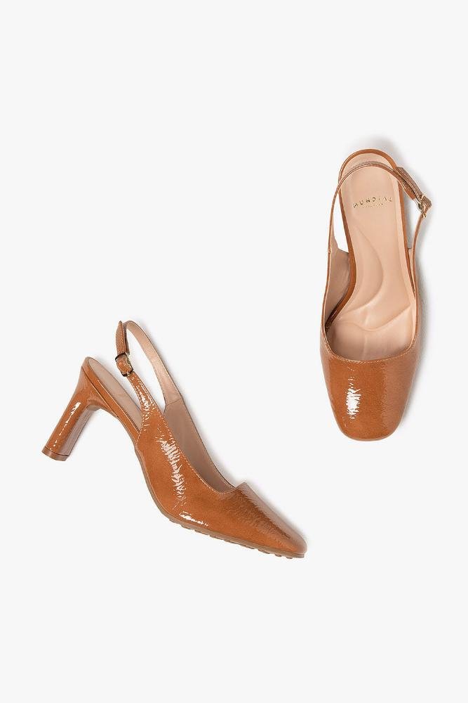 Sapato Feminino Slingback Salto Alto Mundial Walkiria Caramelo 3