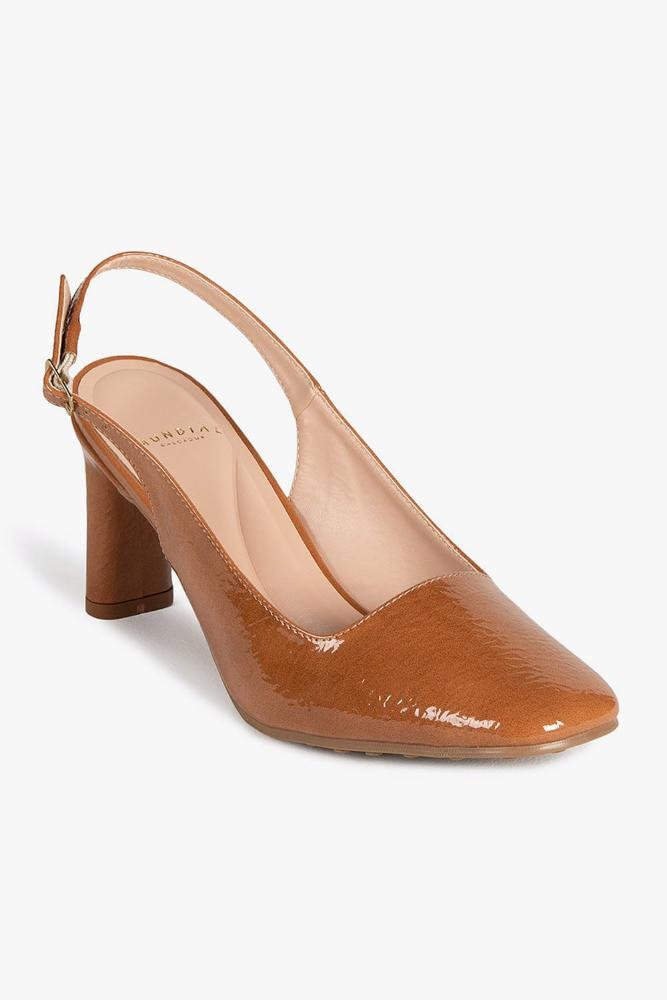 Sapato Feminino Slingback Salto Alto Mundial Walkiria Caramelo 4