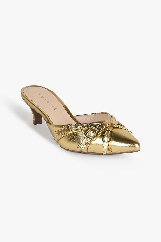 Mule Feminino Salto Médio Mundial Luzinete Dourado 4