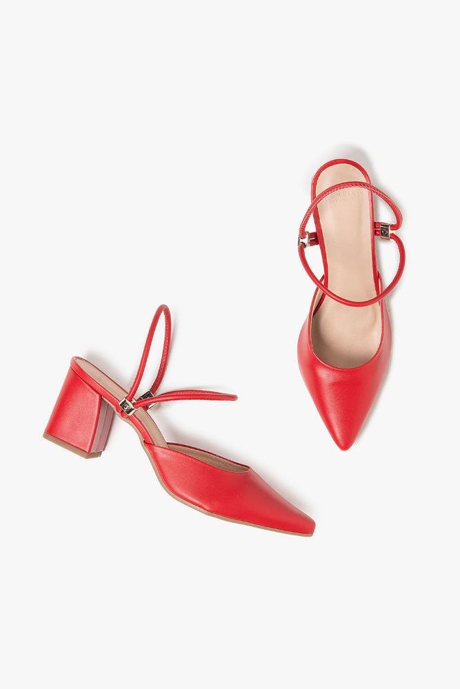 Sapato Feminino Slingback Salto Médio Mundial Klyvia Vermelho 3