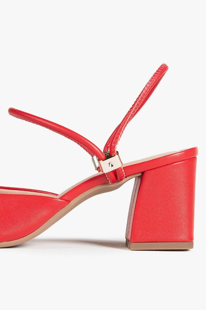 Sapato Feminino Slingback Salto Médio Mundial Klyvia Vermelho 4