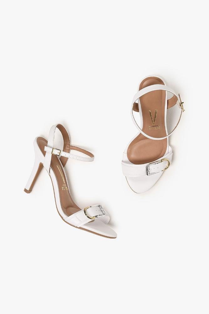 Sandália Feminina Salto Alto Vizzano Roselia Branco 3