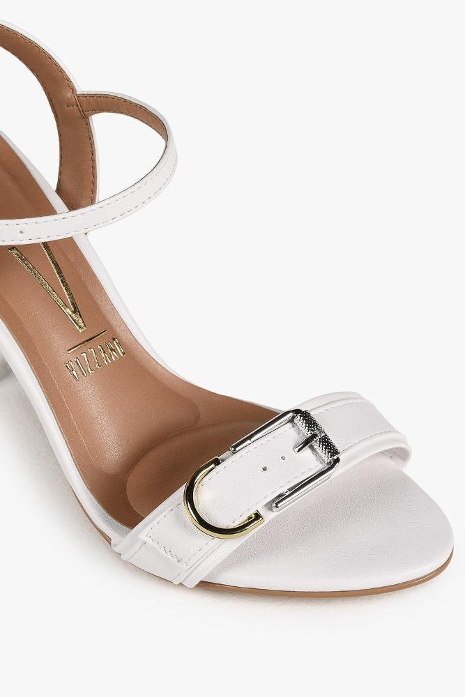 Sandália Feminina Salto Alto Vizzano Roselia Branco 2