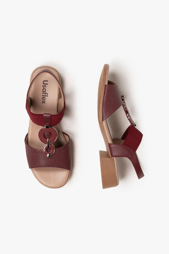 Conforto Feminino Salto Médio Usaflex Beatrize Vermelho 3
