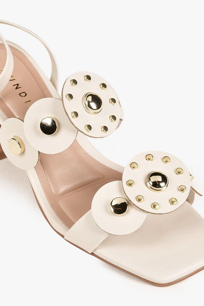 Sandália Feminina Salto Médio Mundial Myla Off White 2