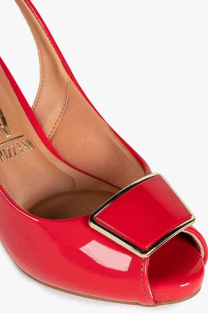 Sapato Feminino Slingback Peep Toe Vizzano Walentine Vermelho 2