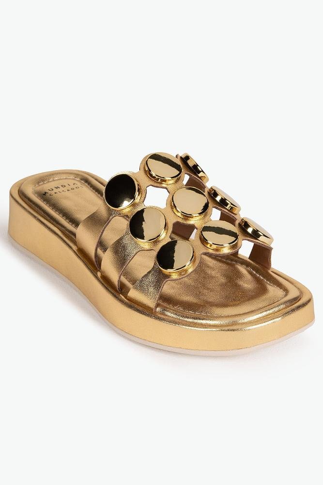 Tamanco Feminino Flatform Mundial Manciny Dourado 2