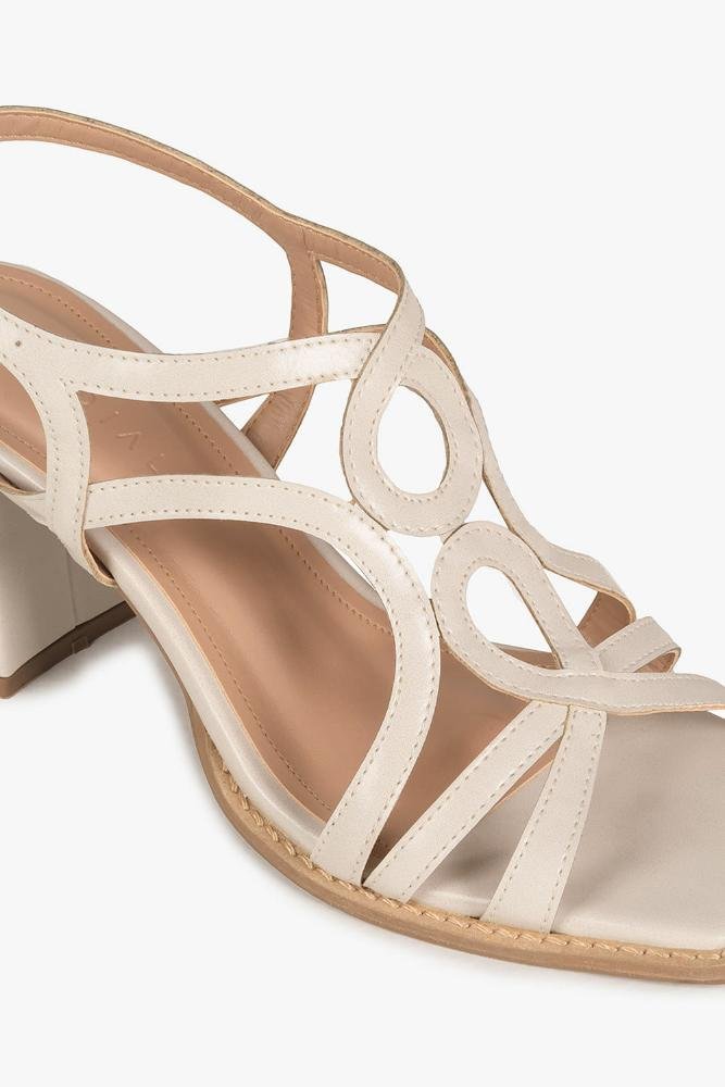 Sandália Feminina Salto Alto Mundial Elanor Off White 2