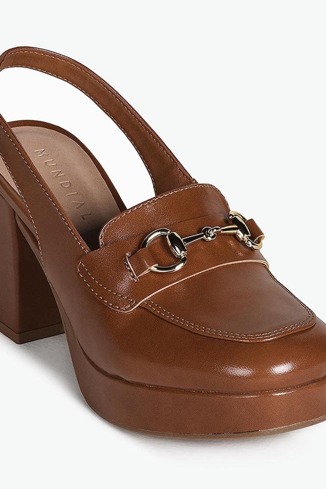 Sapato Feminino Slingback Salto Alto Mundial Hana Caramelo 2