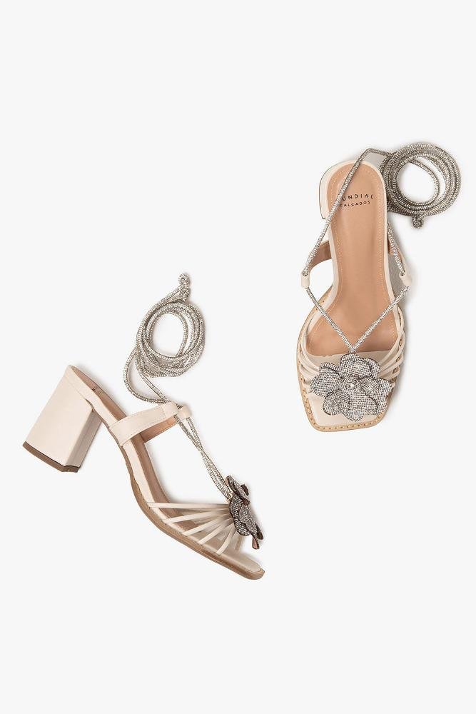 Sandália Feminina Salto Alto Mundial Evans Off White 4