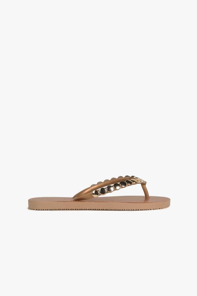 Chinelo Feminino Mundial Wiviane Marrom/Dourado 2