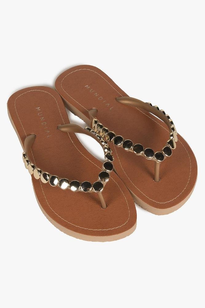 Chinelo Feminino Mundial Wiviane Marrom/Dourado 3