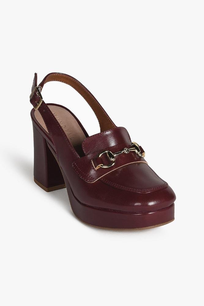 Sapato Feminino Slingback Salto Alto Mundial Hana Vermelho 5