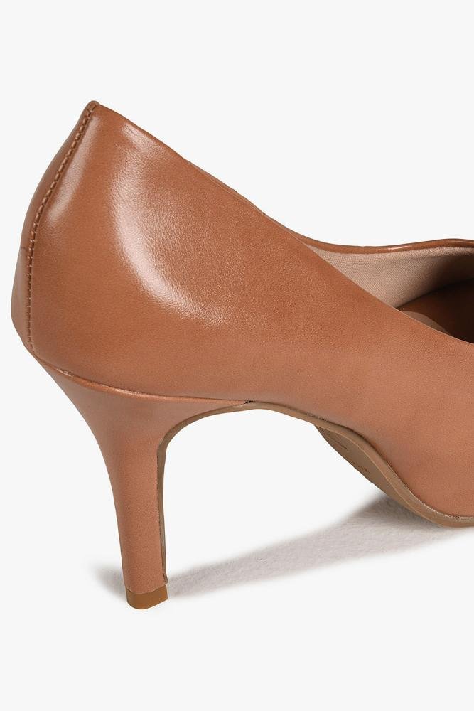 Sapato Feminino Peep Toe Salto Alto Mundial Luiza Bege 2