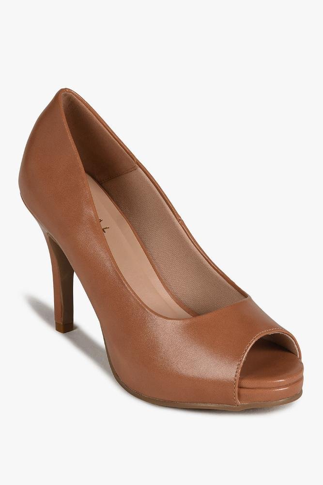 Sapato Feminino Peep Toe Salto Alto Mundial Luiza Bege 4