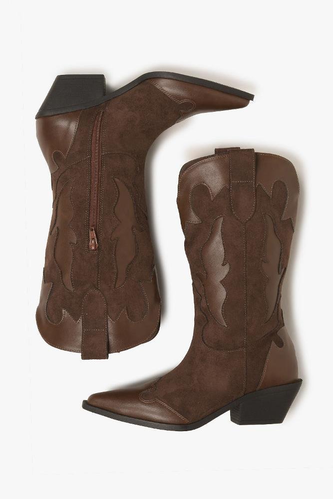 Bota Texana Feminina Cano Médio Mundial Lenice Café 3