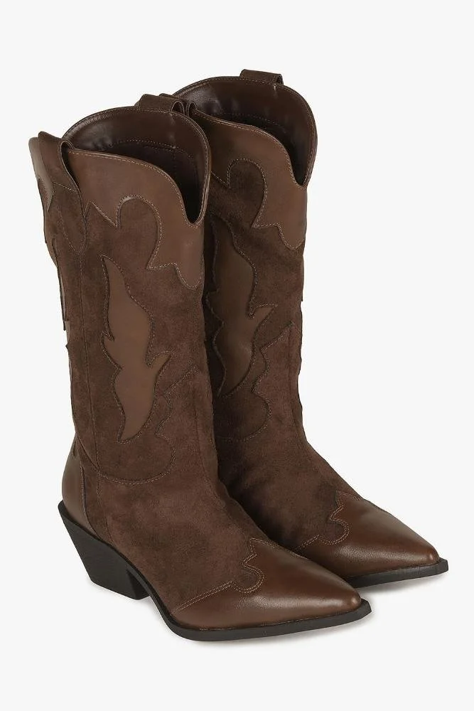 Bota Texana Feminina Cano Médio Mundial Lenice Café 4