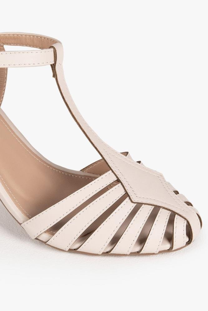 Sandália Feminina Salto Alto Mundial Flaryne Off White 2