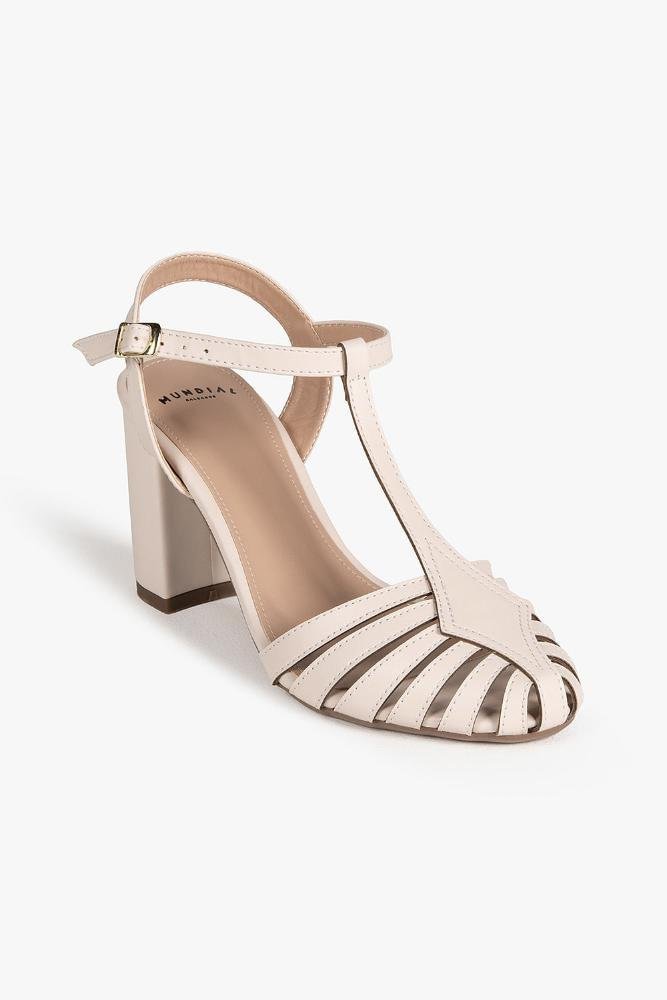 Sandália Feminina Salto Alto Mundial Flaryne Off White 4