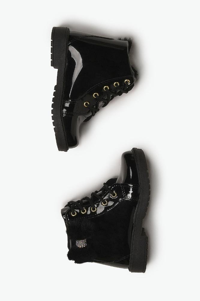 Bota Baby Infantil Coturno Cano Curto Doce Menina Luara Preto 3