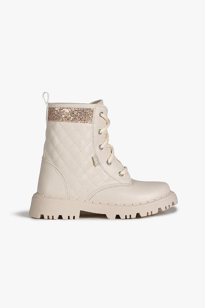 Bota Infantil Coturno Cano Curto Nilqi Teen Clara Off White 1