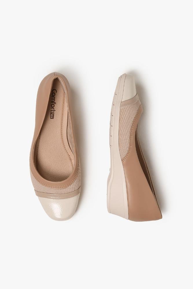 Conforto Feminino Anabela Comfortflex Marlene Bege 3