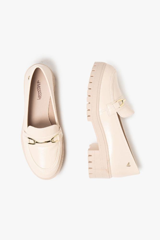 Mocassim Feminino Loafer Tratorado Mississipi Josephine Off White 3
