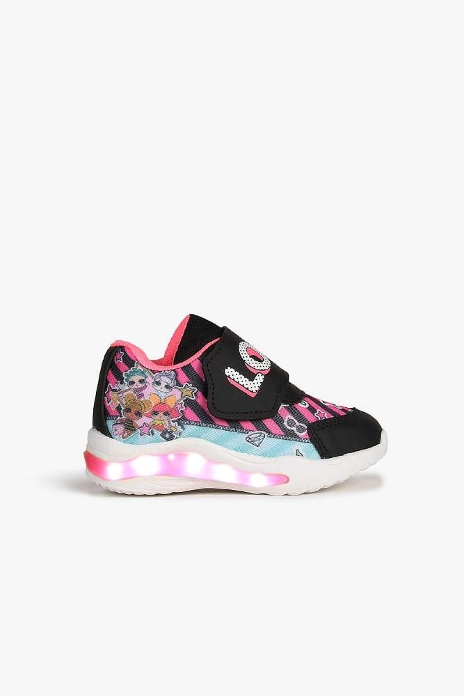 Tênis Casual Infantil Mini Pé Personagens Preto/Rosa 2