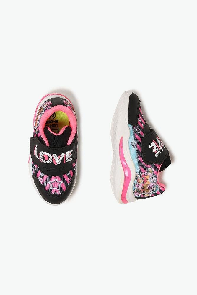 Tênis Casual Infantil Mini Pé Personagens Preto/Rosa 3