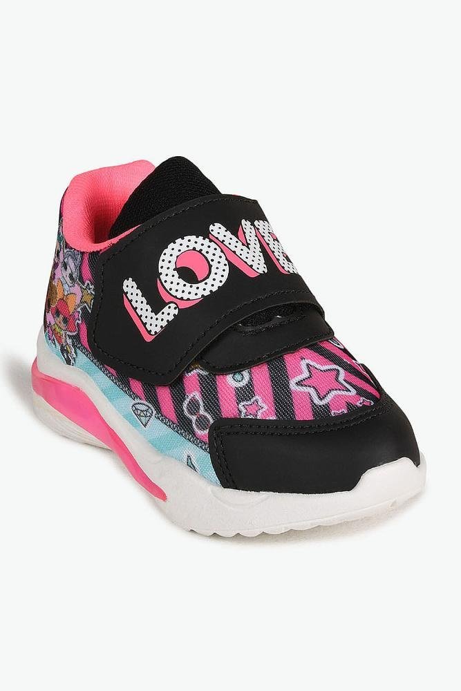 Tênis Casual Infantil Mini Pé Personagens Preto/Rosa 4
