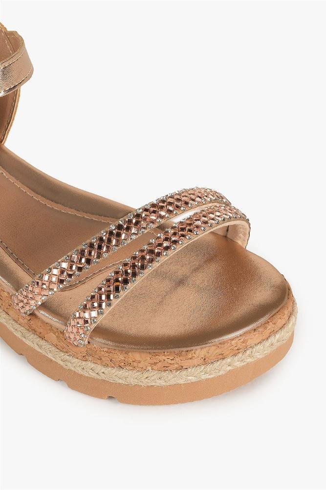Sandália Infantil Anabela Menina Fashion Vivi Dourado 2