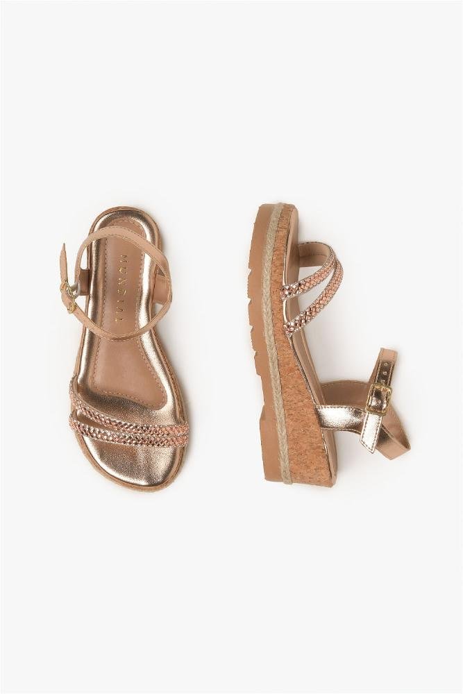 Sandália Infantil Anabela Menina Fashion Vivi Dourado 3