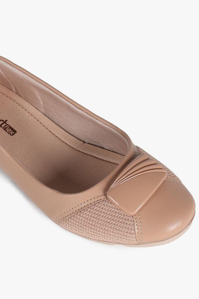 Conforto Feminino Bico Redondo Comfortflex Calista Bege 2