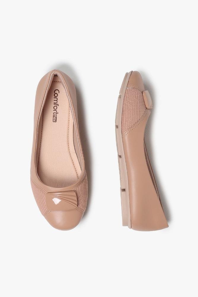 Conforto Feminino Bico Redondo Comfortflex Calista Bege 3